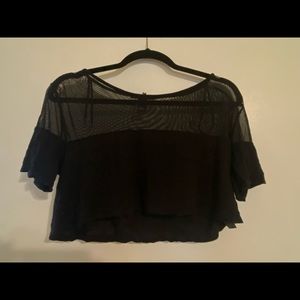 Black mesh crop top